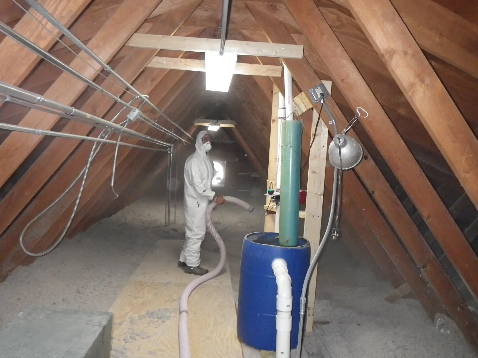 Blown insulation in an attic